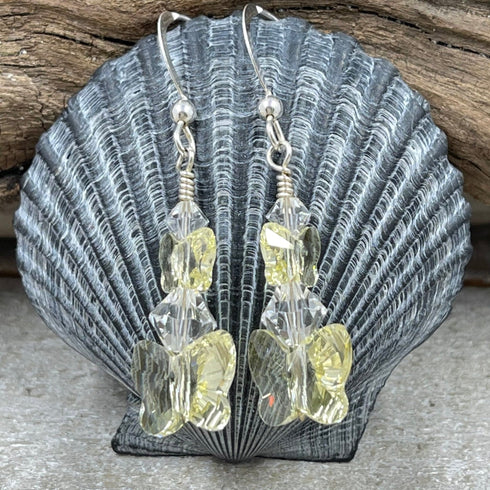 Yellow Crystal Butterfly Earrings Earrings