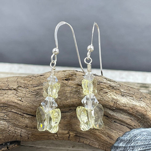 Yellow Crystal Butterfly Earrings Earrings