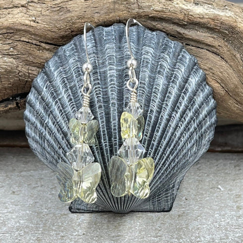 Yellow Crystal Butterfly Earrings Earrings