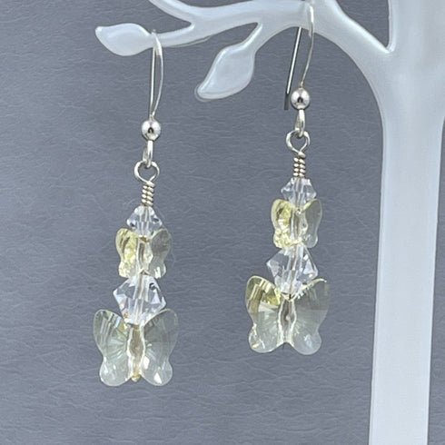 Yellow Crystal Butterfly Earrings Earrings