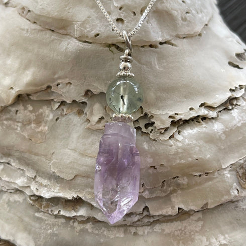 Amethyst Scepter and Prehnite Necklace Jewelry