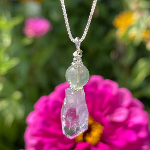 Amethyst Scepter and Prehnite Necklace Jewelry