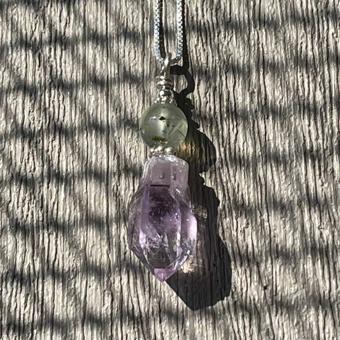 Amethyst Scepter and Prehnite Necklace Jewelry