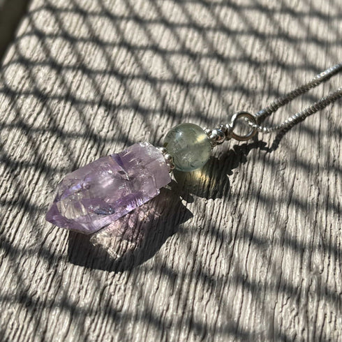 Amethyst Scepter and Prehnite Necklace Jewelry