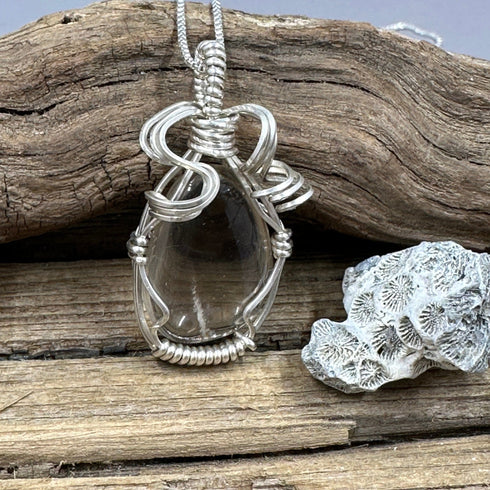 Cape May Diamond Sterling Silver Wire Wrapped Pendant Jewelry