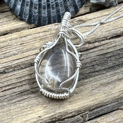 Cape May Diamond Sterling Silver Wire Wrapped Pendant Jewelry