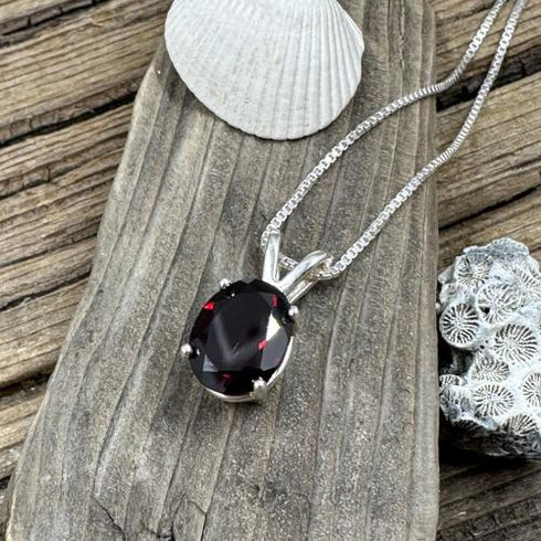Garnet Sterling Silver Necklace Jewelry