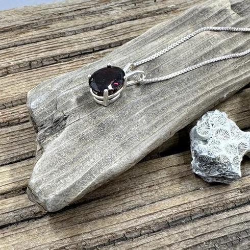 Garnet Sterling Silver Necklace Jewelry