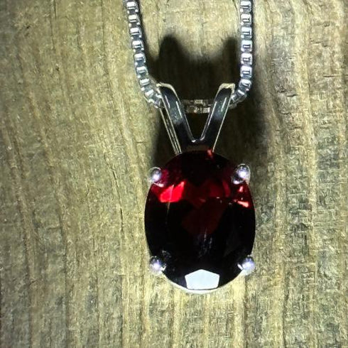 Garnet Sterling Silver Necklace Jewelry