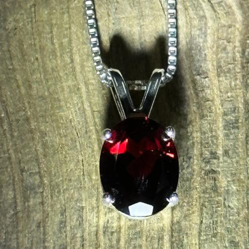 Garnet Sterling Silver Necklace Jewelry