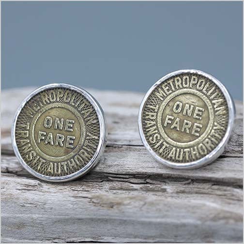 Metropolitan Transit Authority Boston, MA Token Sterling Silver Cuff links Men