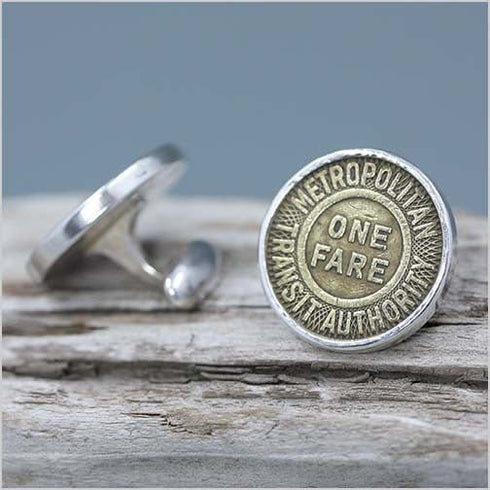 Metropolitan Transit Authority Boston, MA Token Sterling Silver Cuff links Men