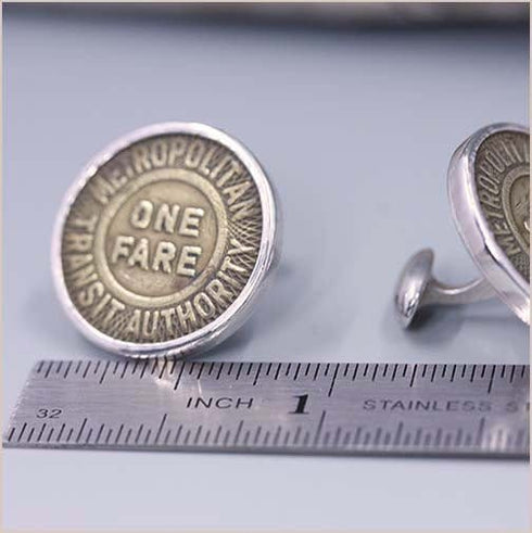 Metropolitan Transit Authority Boston, MA Token Sterling Silver Cuff links Men