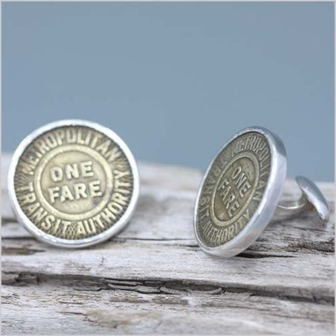 Metropolitan Transit Authority Boston, MA Token Sterling Silver Cuff links Men