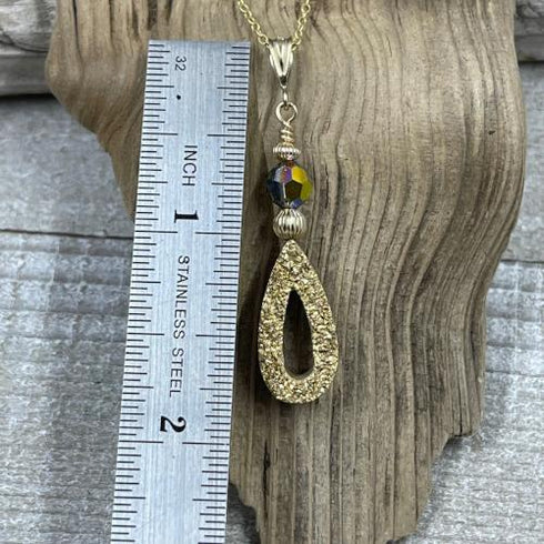 14K Coated Druzy Drop Necklace Necklaces