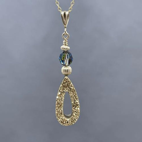 14K Coated Druzy Drop Necklace Necklaces