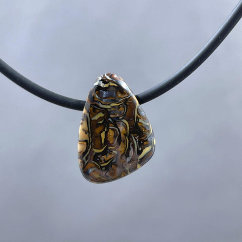 17 carat Boulder Matrix Opal Stone on Black Rubber Cord Necklaces