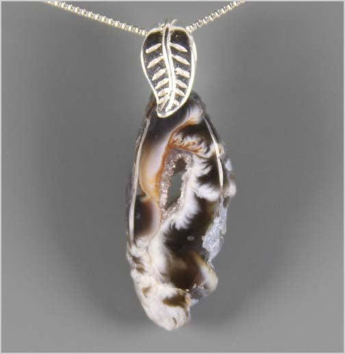 Agate Geode Slice Pendant Necklaces