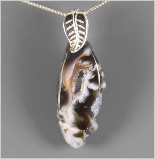 Agate Geode Slice Pendant Necklaces