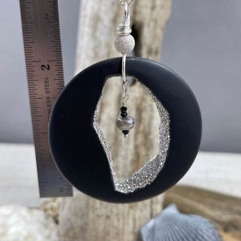 Agate with Platinum Coated Druzy & Moonstone Necklace Necklaces