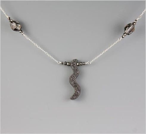 Black Night Squiggle Druzy Silver Necklace Necklaces