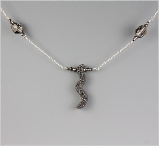 Black Night Squiggle Druzy Silver Necklace Necklaces