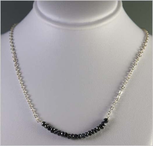 Black Spinel and Sterling Silver Necklace Necklaces