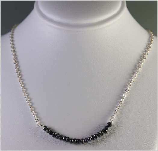 Black Spinel and Sterling Silver Necklace Necklaces