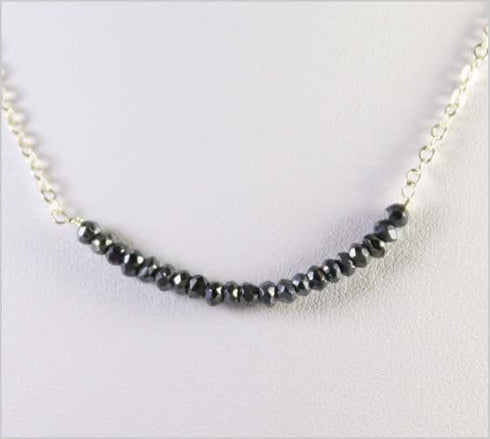 Black Spinel and Sterling Silver Necklace Necklaces