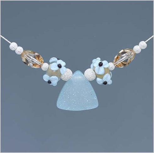 Blue Agate Drusy and Glass Lampwork Necklace Necklaces