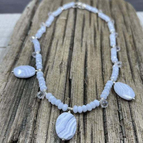 Blue Lace Agate Drop Necklace Necklaces