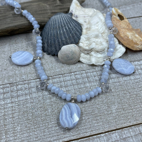 Blue Lace Agate Drop Necklace Necklaces