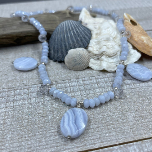 Blue Lace Agate Drop Necklace Necklaces