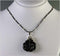 Carved Onyx Focal on Rubber and Sterling Necklace Necklaces
