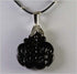 Carved Onyx Focal on Rubber and Sterling Necklace Necklaces