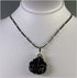 Carved Onyx Focal on Rubber and Sterling Necklace Necklaces