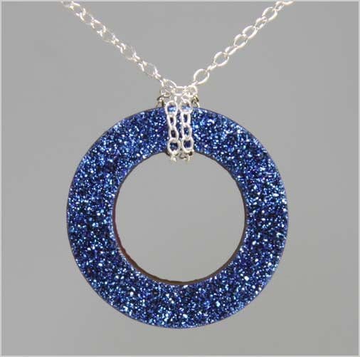 Cobalt Drusy Circle Necklace Necklaces