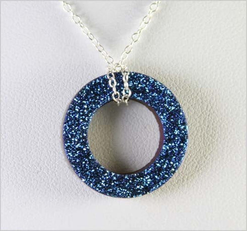 Cobalt Drusy Circle Necklace Necklaces