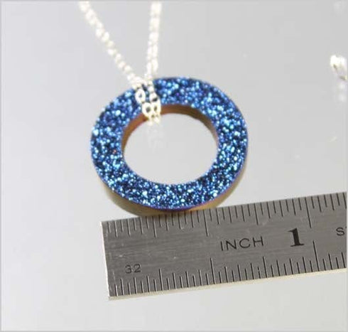 Cobalt Drusy Circle Necklace Necklaces