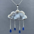 Druzy White Cloud with Sapphire Raindrops Necklace Necklaces
