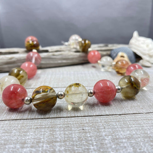 Fire Cherry Quartz and Sterling Silver Necklace Necklaces