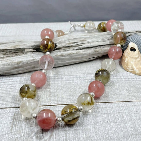 Fire Cherry Quartz and Sterling Silver Necklace Necklaces