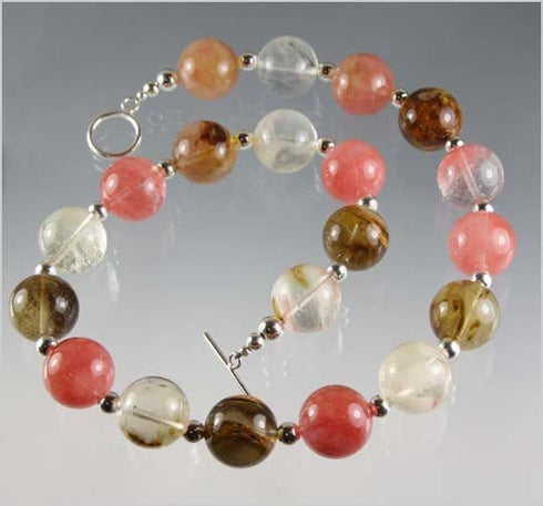 Fire Cherry Quartz and Sterling Silver Necklace Necklaces