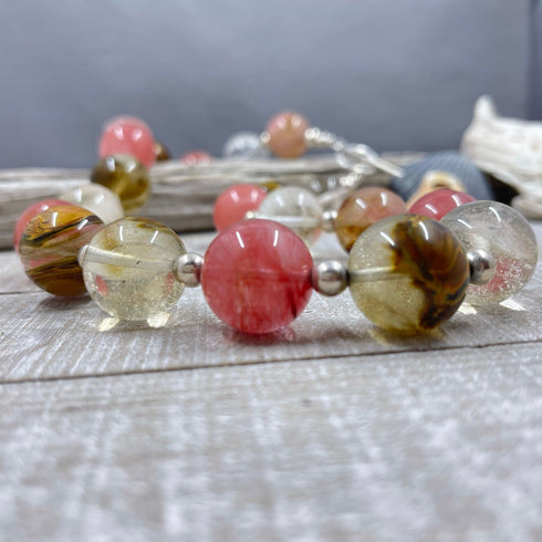 Fire Cherry Quartz and Sterling Silver Necklace Necklaces