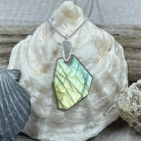 Labradorite Freeform Pendant Necklaces