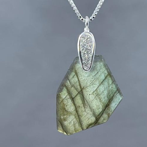 Labradorite Freeform Pendant Necklaces