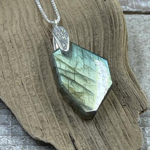 Labradorite Freeform Pendant Necklaces