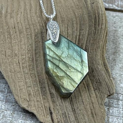 Labradorite Freeform Pendant Necklaces