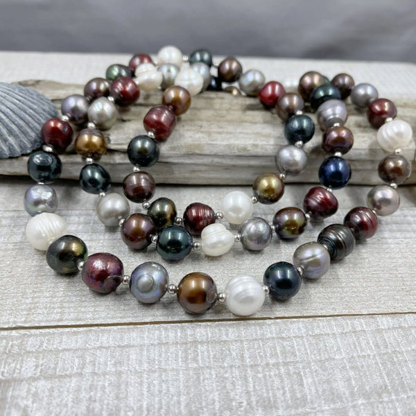 Large Multicolored Fresh Water Pearl Opera Necklace Necklaces