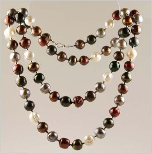 Large Multicolored Fresh Water Pearl Opera Necklace Necklaces